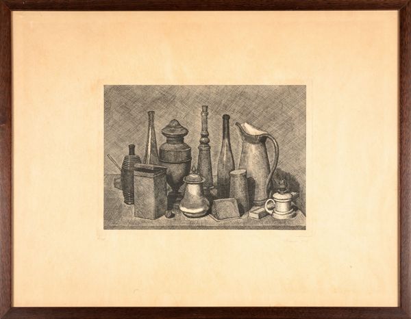 Giorgio Morandi : Grande natura morta con la lampada a destra  - Asta Arte Moderna e Contemporanea e Fotografia - Associazione Nazionale - Case d'Asta italiane