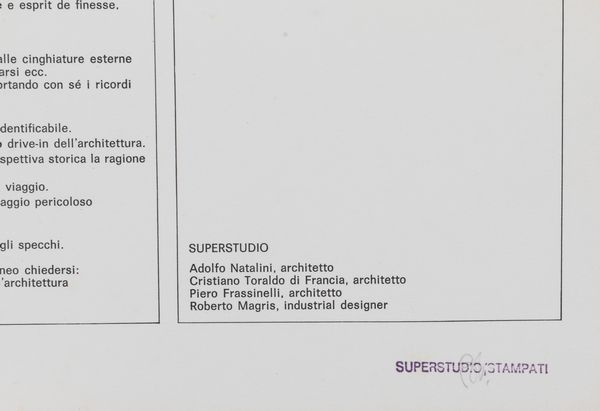 Superstudio Group (Firenze 1966)  - Asta Arte Moderna e Contemporanea e Fotografia - Associazione Nazionale - Case d'Asta italiane