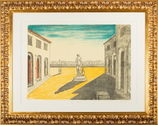 Giorgio de Chirico : Piazza dItalia con efebo  - Asta Arte Moderna e Contemporanea e Fotografia - Associazione Nazionale - Case d'Asta italiane