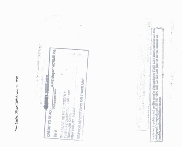 MARGARET BOURKE-WHITE : Plow Blades, Oliver Chilled Plow Co.  - Asta Arte Moderna e Contemporanea e Fotografia - Associazione Nazionale - Case d'Asta italiane