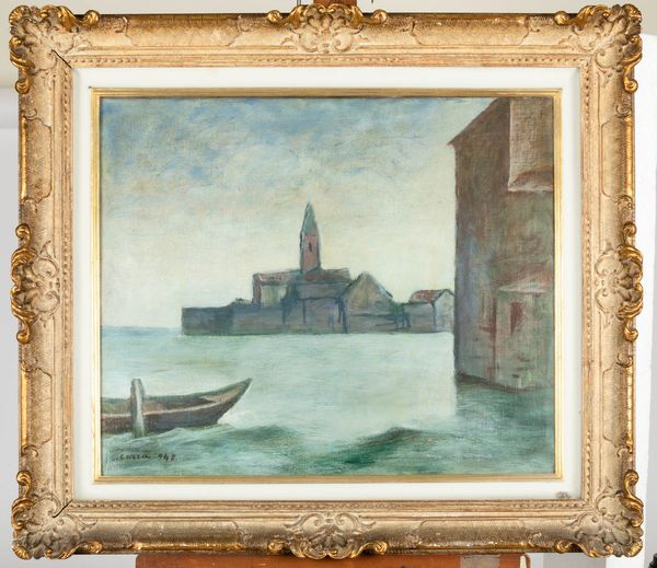Carlo Carrà : Chiesa in laguna  - Asta Arte Moderna e Contemporanea e Fotografia - Associazione Nazionale - Case d'Asta italiane