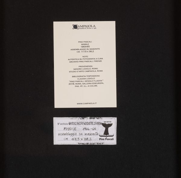 Pino Pascali : Missile  - Asta Arte Moderna e Contemporanea e Fotografia - Associazione Nazionale - Case d'Asta italiane