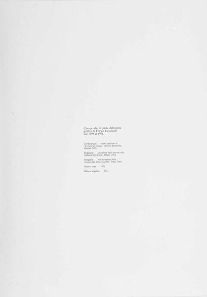 ENRICO CASTELLANI : Compendio di parte dellopera grafica di Enrico Castellani  - Asta Arte Moderna e Contemporanea e Fotografia - Associazione Nazionale - Case d'Asta italiane