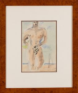 Filippo de Pisis : Ragazzo con la pelle di leopardo  - Asta Arte Moderna e Contemporanea e Fotografia - Associazione Nazionale - Case d'Asta italiane