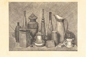Giorgio Morandi - Grande natura morta con la lampada a destra