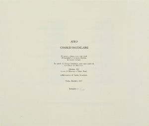 AFRO BASALDELLA : Charles Baudelaire  - Asta Arte Moderna e Contemporanea e Fotografia - Associazione Nazionale - Case d'Asta italiane