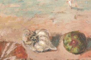 Filippo de Pisis : Natura morta marina con conchiglia e il fico  - Asta Arte Moderna e Contemporanea e Fotografia - Associazione Nazionale - Case d'Asta italiane