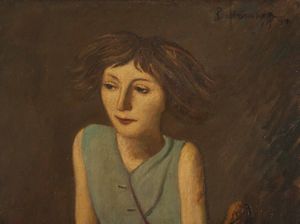 Piero Marussig : Igea (Portatrice di pane, Bambina)  - Asta Arte Moderna e Contemporanea e Fotografia - Associazione Nazionale - Case d'Asta italiane