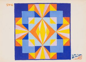 Giacomo Balla : Motivo rispecchiato giallo su bluette  - Asta Arte Moderna e Contemporanea e Fotografia - Associazione Nazionale - Case d'Asta italiane