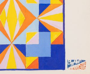 Giacomo Balla : Motivo rispecchiato giallo su bluette  - Asta Arte Moderna e Contemporanea e Fotografia - Associazione Nazionale - Case d'Asta italiane