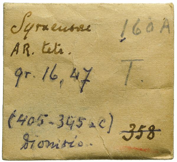Sicilia : SIRACUSA, TETRADRAMMA, Emissione: 405-400 a.C.  - Asta Numismatica - Associazione Nazionale - Case d'Asta italiane