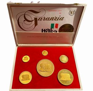 Italia - Serie di sei medaglie in oro per il primo centenario dellUnita di Italia 1861-1961