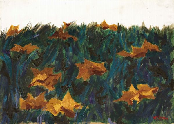 Foglie secche su cielo bianco  - Asta Parade II - Dipinti e Disegni del XIX e XX secolo - Associazione Nazionale - Case d'Asta italiane