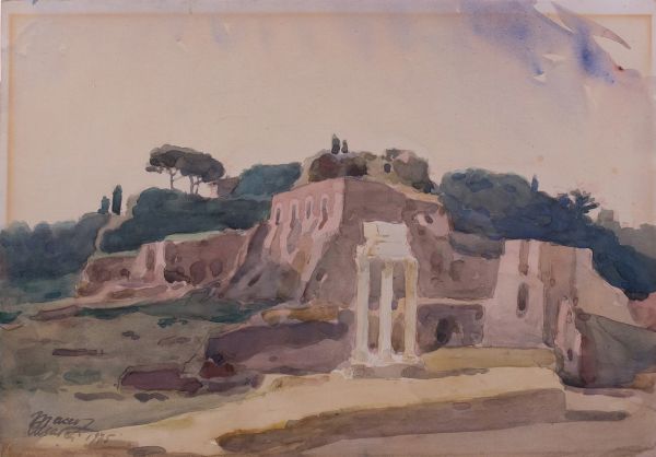 Senza titolo (Rovine di Roma antica)  - Asta Parade II - Dipinti e Disegni del XIX e XX secolo - Associazione Nazionale - Case d'Asta italiane