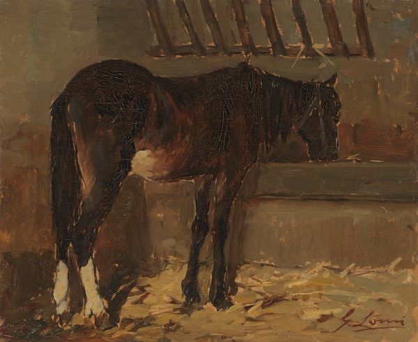 Cavallo alla greppia  - Asta Parade II - Dipinti e Disegni del XIX e XX secolo - Associazione Nazionale - Case d'Asta italiane