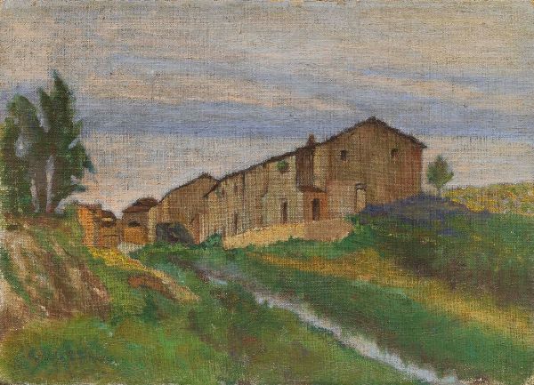 Case sul greto  - Asta Parade II - Dipinti e Disegni del XIX e XX secolo - Associazione Nazionale - Case d'Asta italiane