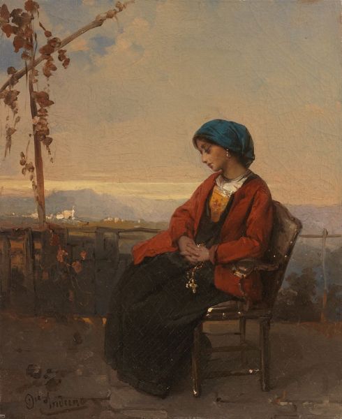 La preghiera  - Asta Parade II - Dipinti e Disegni del XIX e XX secolo - Associazione Nazionale - Case d'Asta italiane