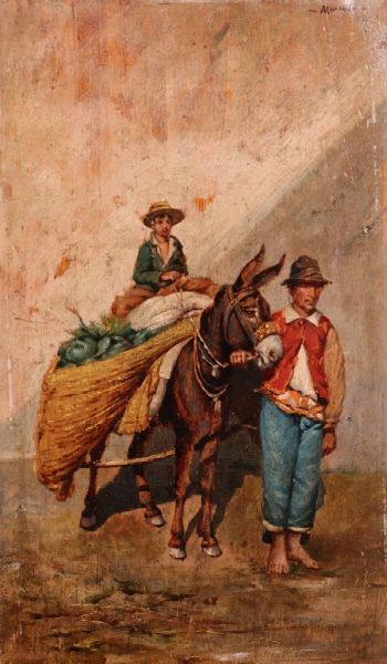 Contadini napoletani  - Asta Parade II - Dipinti e Disegni del XIX e XX secolo - Associazione Nazionale - Case d'Asta italiane