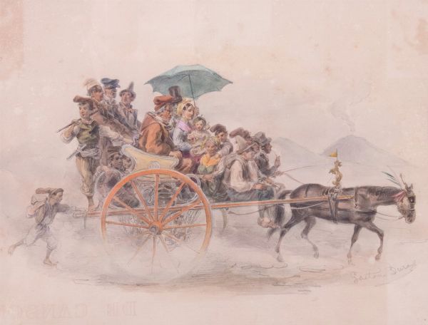 In carrozza verso il mercato  - Asta Parade II - Dipinti e Disegni del XIX e XX secolo - Associazione Nazionale - Case d'Asta italiane