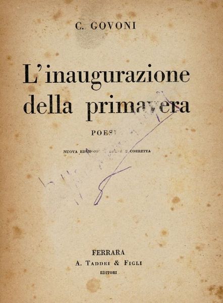 CORRADO GOVONI : Lotto di 9 edizioni del XX secolo.  - Asta Libri, autografi e manoscritti - Associazione Nazionale - Case d'Asta italiane