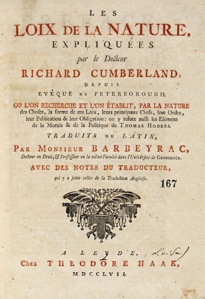RICHARD CUMBERLAND : Les Loix de la nature...  - Asta Libri, autografi e manoscritti - Associazione Nazionale - Case d'Asta italiane