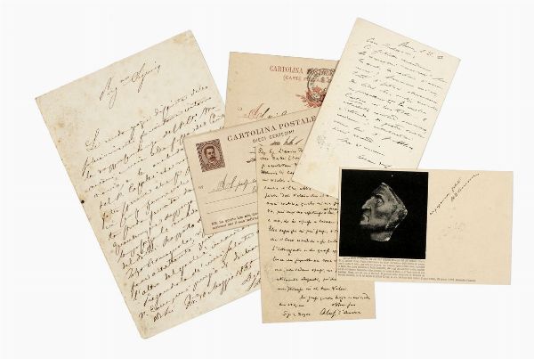 Raccolta di 157 tra lettere e biglietti autografi o con firme autografe di letterati, poeti, giornalisti.  - Asta Libri, autografi e manoscritti - Associazione Nazionale - Case d'Asta italiane