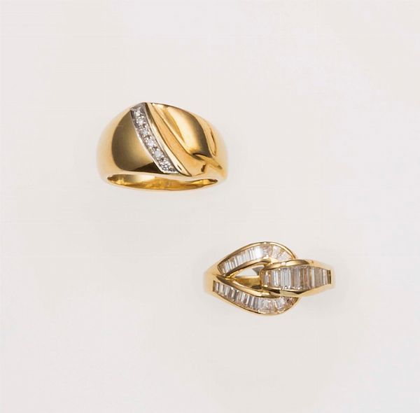 Lotto composto da due anelli con diamanti  - Asta Fine Jewels - Associazione Nazionale - Case d'Asta italiane