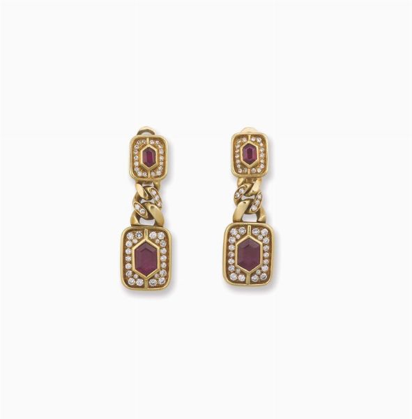 Bulgari, orecchini con rubini e diamanti. Anni '70  - Asta Fine Jewels - Associazione Nazionale - Case d'Asta italiane