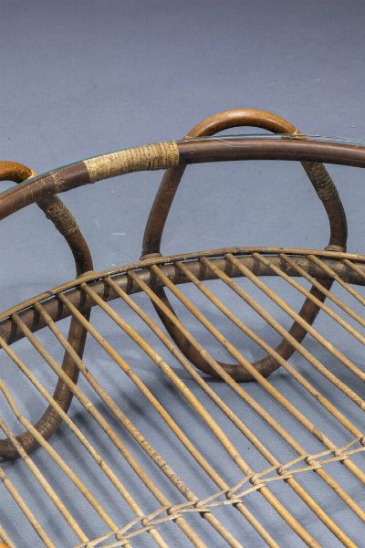 PRODUZIONE ITALIANA : Coppia di tavolini in bamboo. Anni '50 cm 38x84  - Asta Design - Associazione Nazionale - Case d'Asta italiane