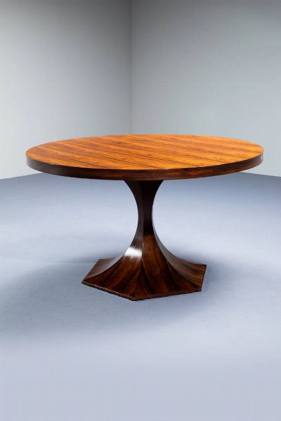 CARLO DE CARLI  nello stile di : Tavolo in legno lastronato. Anni '50 cm 76x130  - Asta Design - Associazione Nazionale - Case d'Asta italiane