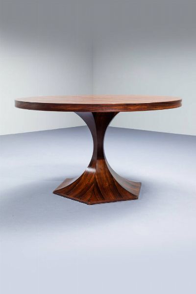 CARLO DE CARLI  nello stile di : Tavolo in legno lastronato. Anni '50 cm 76x130  - Asta Design - Associazione Nazionale - Case d'Asta italiane