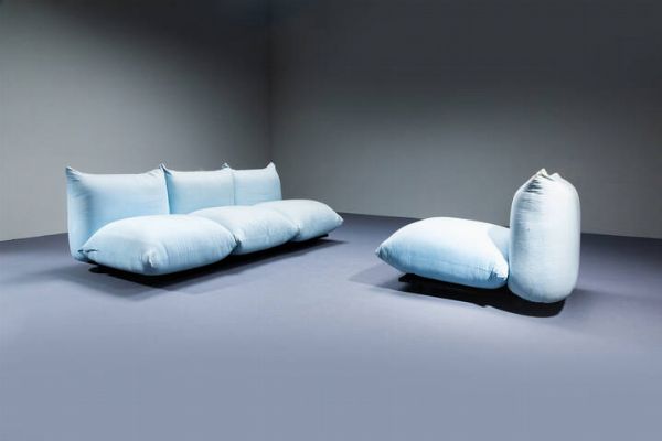MARIO MARENCO : Divano e poltroncina mod. Marenco  - Asta Design - Associazione Nazionale - Case d'Asta italiane