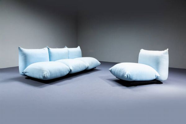 MARIO MARENCO : Divano e poltroncina mod. Marenco  - Asta Design - Associazione Nazionale - Case d'Asta italiane