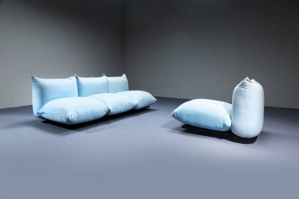 MARIO MARENCO : Divano e poltroncina mod. Marenco  - Asta Design - Associazione Nazionale - Case d'Asta italiane