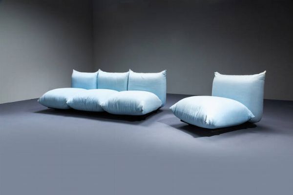 MARIO MARENCO : Divano e poltroncina mod. Marenco  - Asta Design - Associazione Nazionale - Case d'Asta italiane