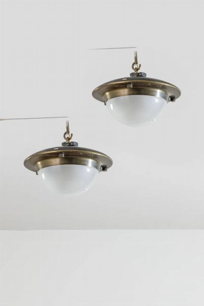 LUIGI CACCIA DOMINIONI : Ottone e vetro. Prod. Azucena anni '60 diam cm 35  - Asta Design - Associazione Nazionale - Case d'Asta italiane