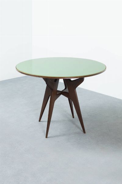 PRODUZIONE ITALIANA : Tavolo in legno di mogano  piano in vetro specchiato. Anni '60  - Asta Design - Associazione Nazionale - Case d'Asta italiane