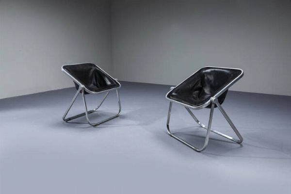 GIANCARLO PIRETTI : Coppia di poltrone mod. Plona  - Asta Design - Associazione Nazionale - Case d'Asta italiane