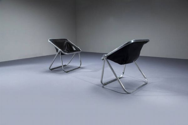 GIANCARLO PIRETTI : Coppia di poltrone mod. Plona  - Asta Design - Associazione Nazionale - Case d'Asta italiane