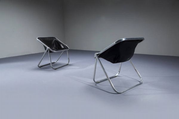 GIANCARLO PIRETTI : Coppia di poltrone mod. Plona  - Asta Design - Associazione Nazionale - Case d'Asta italiane