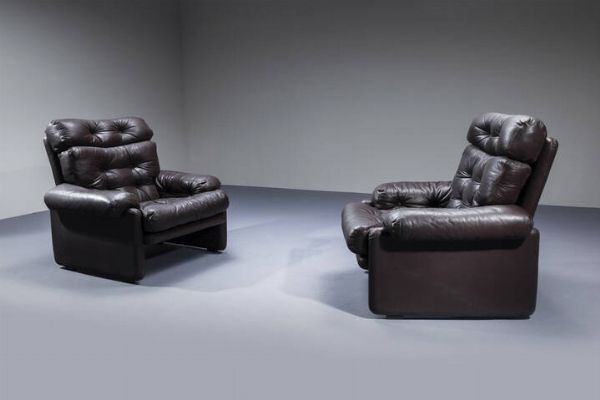 AFRA E TOBIA SCARPA : Coppia di poltrone mod. Coronado  - Asta Design - Associazione Nazionale - Case d'Asta italiane