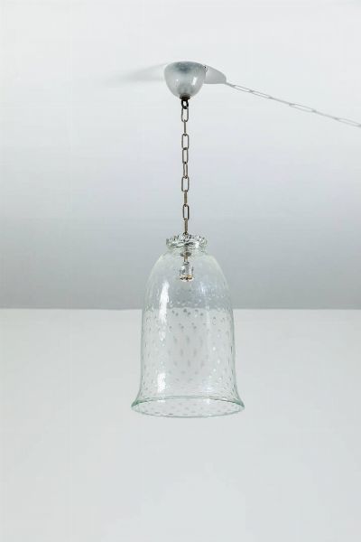 BAROVIER & TOSO : Lampada a sospensione in vetro bulicante. Anni '50 diffusore h cm 42  - Asta Design - Associazione Nazionale - Case d'Asta italiane