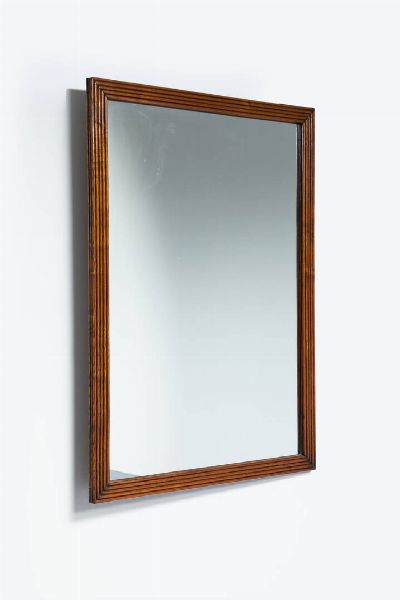 PRODUZIONE ITALIANA : Specchio con cornice a listelli in legno. Anni '50 cm 109x78x2 5  - Asta Design - Associazione Nazionale - Case d'Asta italiane