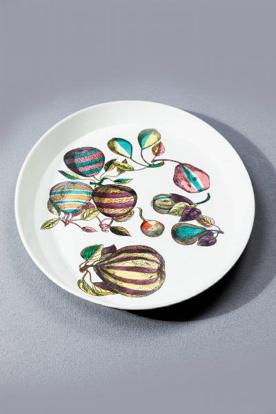 PIERO FORNASETTI Milano 1913 - 1988 : Vassoio della serie Pere a strisce  - Asta Design - Associazione Nazionale - Case d'Asta italiane