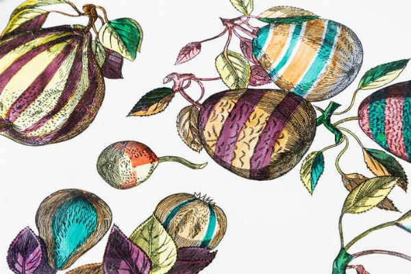 PIERO FORNASETTI Milano 1913 - 1988 : Vassoio della serie Pere a strisce  - Asta Design - Associazione Nazionale - Case d'Asta italiane