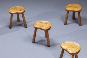 PRODUZIONE ITALIANA : Sei sgabelli in legno. Anni '50 cm 41x35x27  - Asta Design - Associazione Nazionale - Case d'Asta italiane
