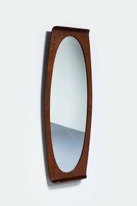 CAMPO & GRAFFI - Specchiera con cornice in compensato curvato. Anni '60 cm 121x46