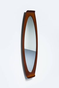 CAMPO & GRAFFI - Specchio con cornice in compensato curvato. Prod. Home anni '60 Marchio del Produttore cm 146x42