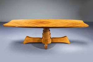 RENATO MADURINI : Tavolo in legni di varie essenze. Prod. Renato e Roberto Madurini Anni '70 cm 78x243x100  - Asta Design - Associazione Nazionale - Case d'Asta italiane