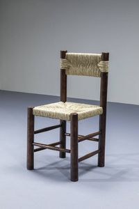 CHARLOTTE PERRIAND  nello stile di : Sei sedie con struttura in legno  sedili e schienali in paglia. Anni '60 cm 86 5x43x42  - Asta Design - Associazione Nazionale - Case d'Asta italiane